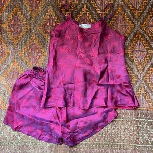 red silk tank pajama set